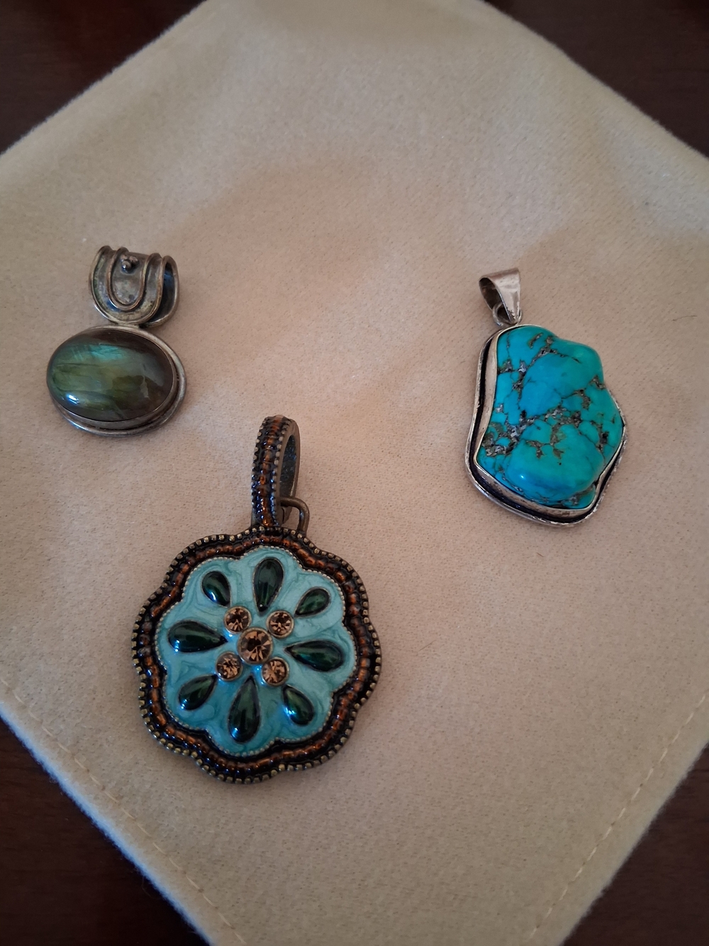 Turquoise and Teal Floral Pendant Necklace - Women Jewelry